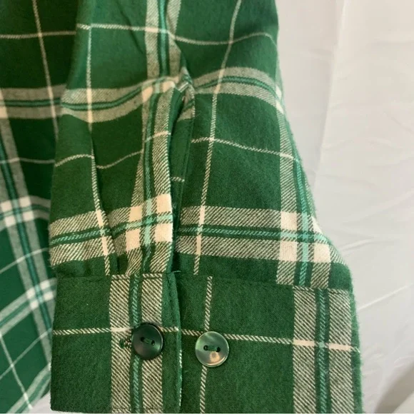 Blair Women’s Plaid Green Flannel Button Up Long Sleeve Shirt, size L - Picture 8 of 12